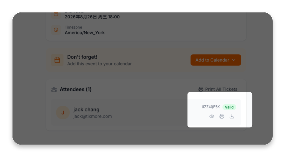 Ticket actions