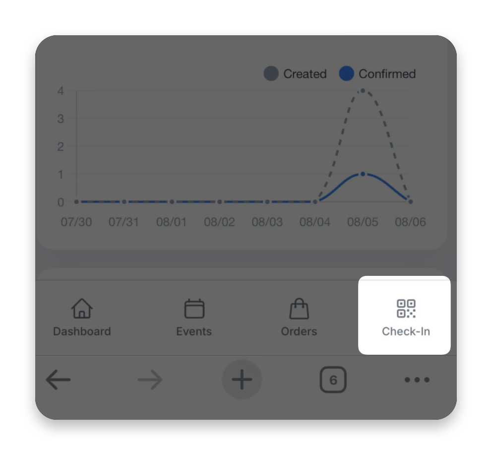 Check-in entry on mobile
