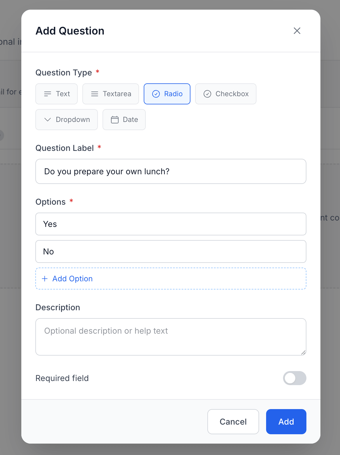 Add an order-level question