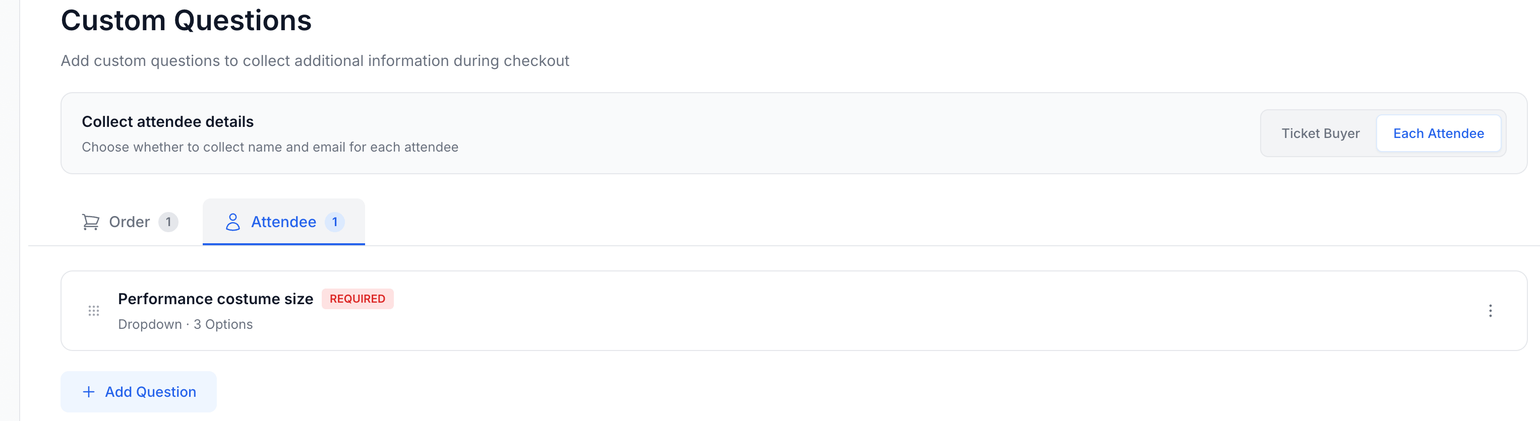 Questions list with both tabs