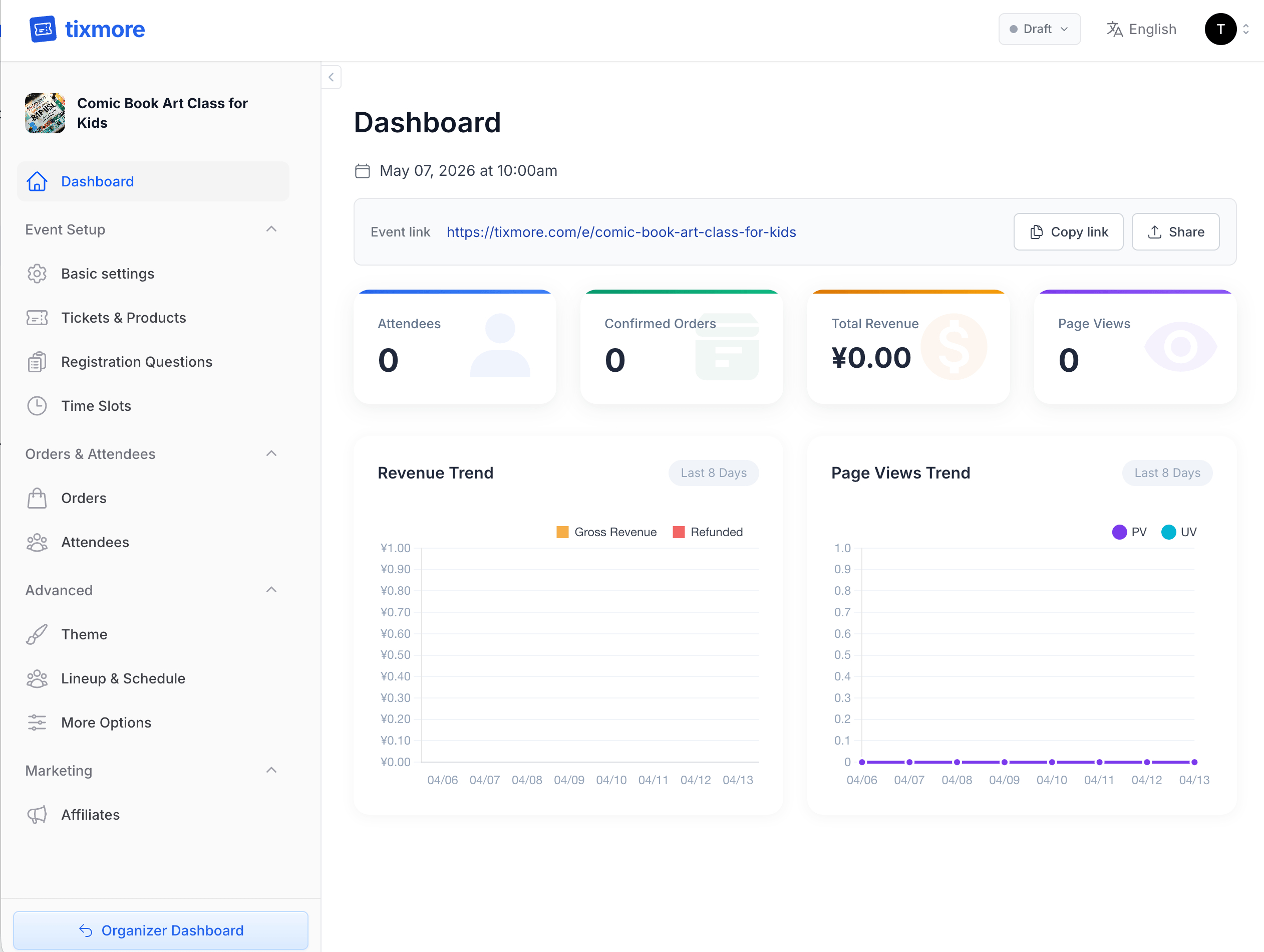 Event Panel Dashboard