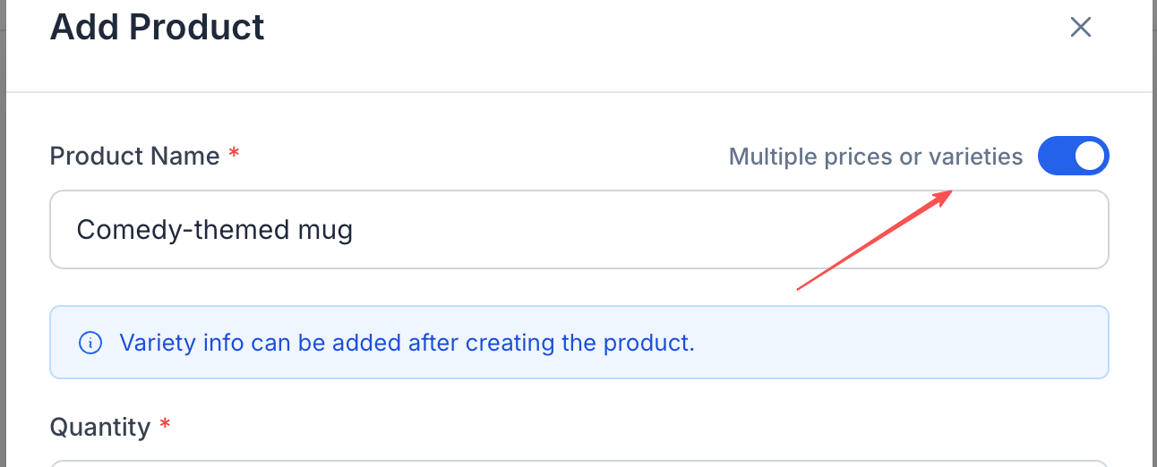 Enable varieties toggle